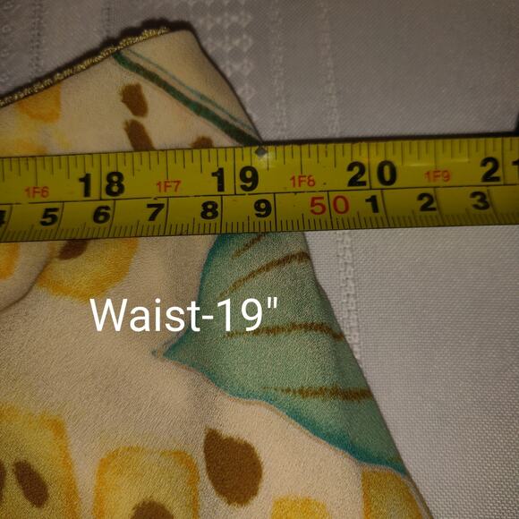 Ashley Stewart Yellow Skirt PLUS Sz 22 Floral Assymetrical Sheer Lined Flowy - Picture 14 of 16